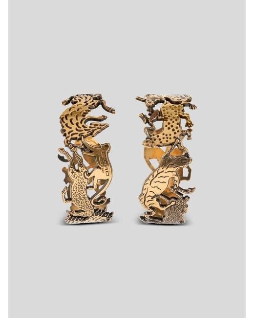 Etro Metallic Hoop Earrings With Animals