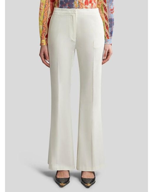 Etro White Flared Stretch Cotton Trousers