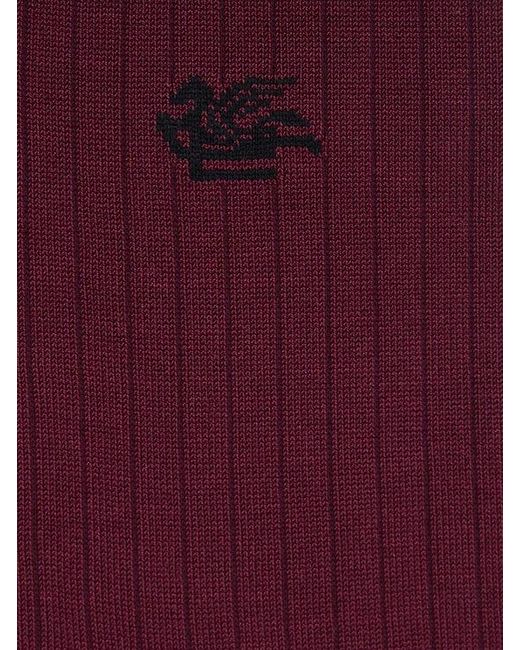 Etro Purple Cotton-Blend Socks With Pegaso Logo for men