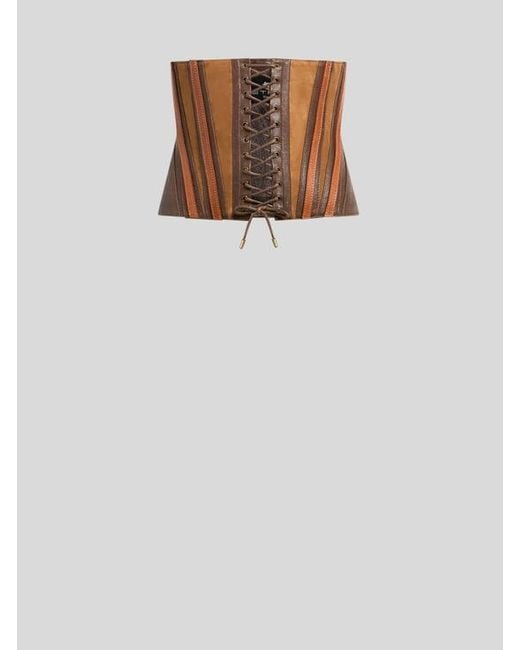 Etro White Washed Leather Corset Belt