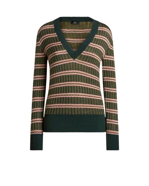 Etro Green Pullover Aus Einer Wollmischung Mit Jacquard-Muster, Damen, Größe