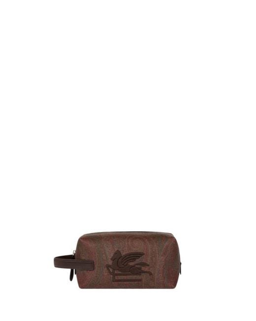 Etro Brown Small Arnica Pouch With Pegaso Embroidery for men
