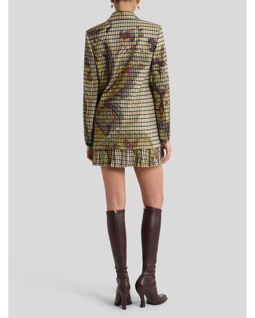 Etro Green Jacke Aus Einer Wollmischung Mit Vichy-Muster, Damen, Größe