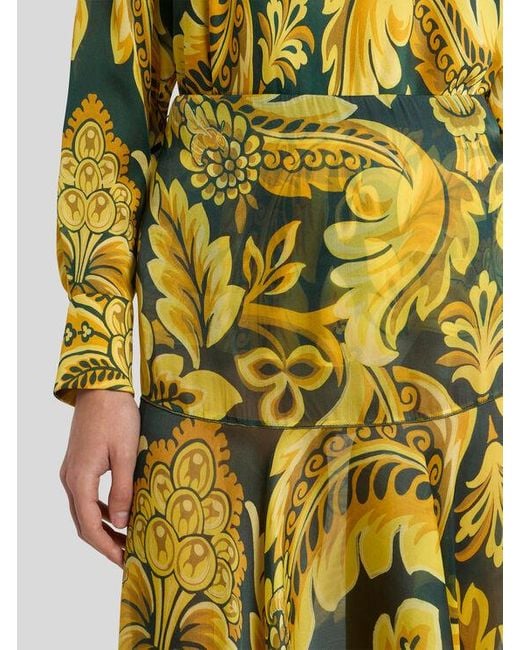 Jupe Longue En Soie À Motif Fleurs Et Abeilles, Femme, Taille Etro en coloris Green