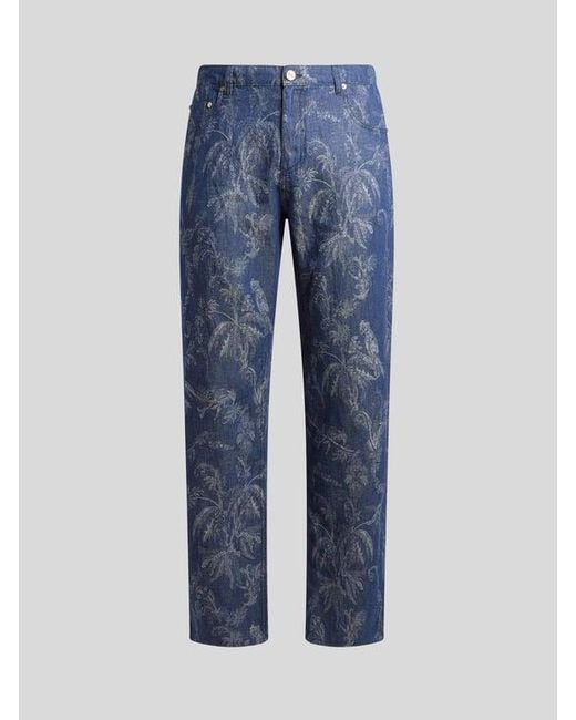 Etro Blue Straight-Leg Jeans for men