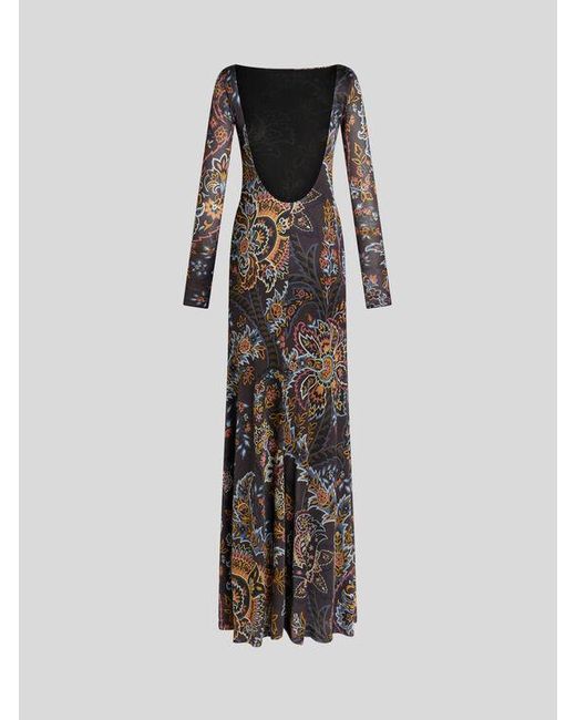 Etro White Jersey Dress With Paisley Print