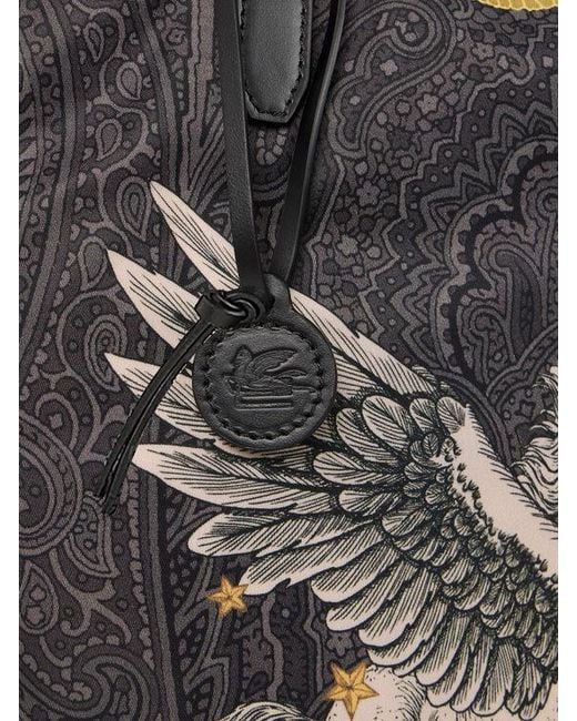 Etro Black Nylon Tote Bag With Pegaso Print And Arnica Motif for men