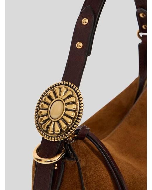Etro Brown Small Suede Rosette Bag