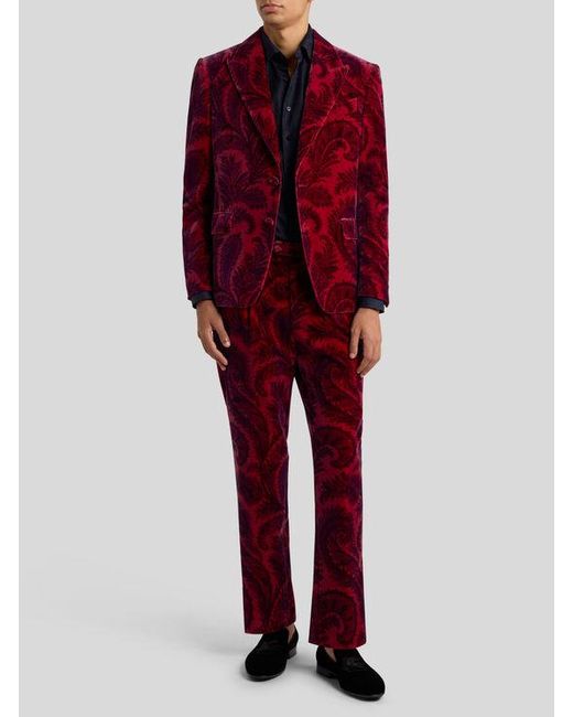 Etro Red Velvet Blazer With Print for men