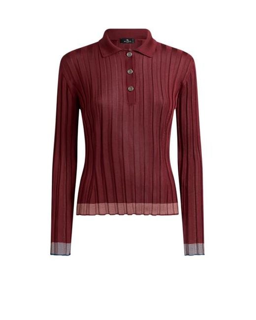 Polo Côtelé Avec Boutons Pegaso, Femme, Taille Etro en coloris Red