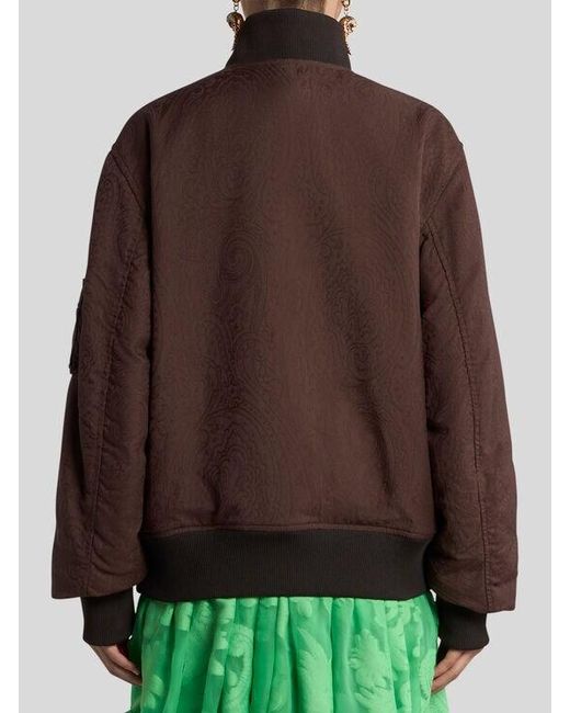 Etro Brown Jacquard Bomber Jacket With Arnica Motif