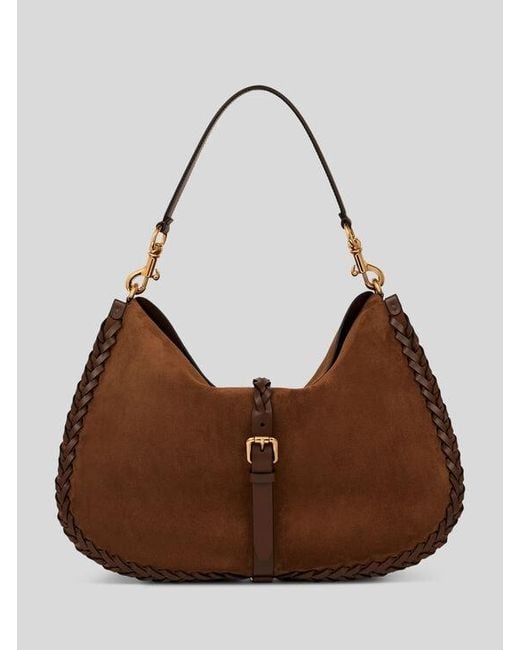 Etro Brown Maxi Suede Pony Bag With Threading