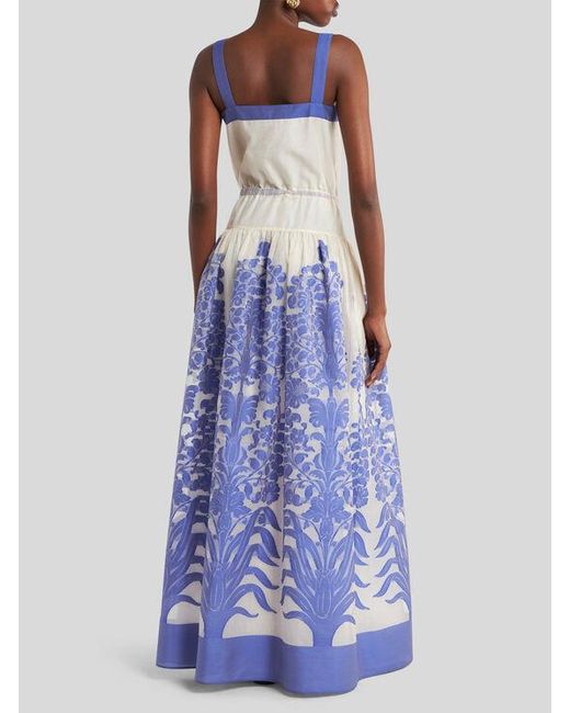 Robe Longue En Voile Jacquard À Fils Coupés, Femme, Taille Etro en coloris Blue
