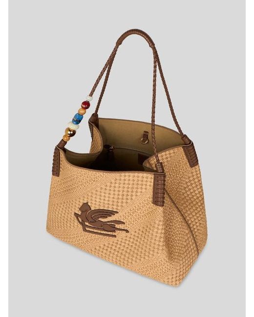 Etro Natural Large Raffia Libra Tote Bag