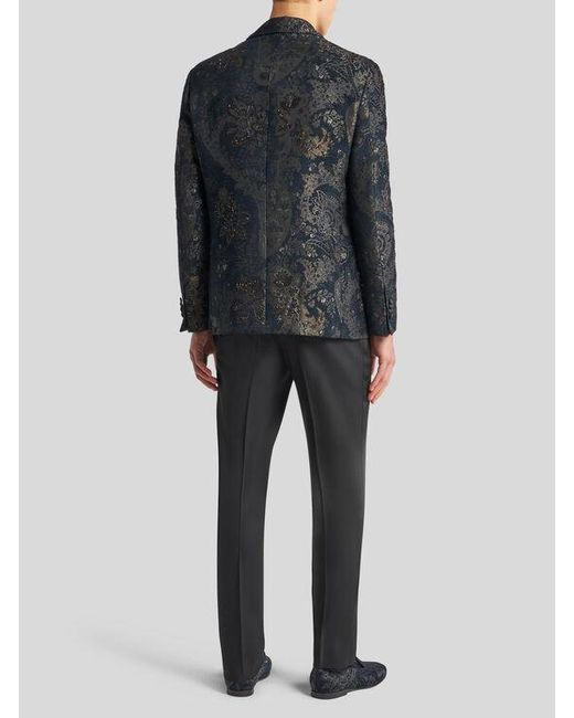 Etro Black Jacquard Blazer With Embroidery for men