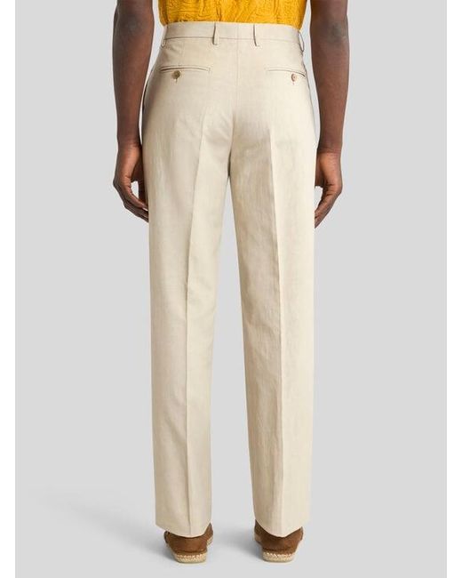 Etro Natural Regular-Fit Silk-Blend Trousers With Pleat Detail for men
