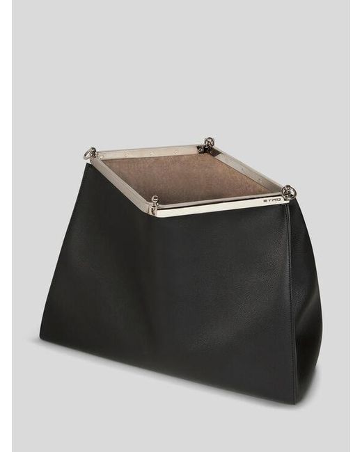 Etro Black Large Leather Vela Bag for men