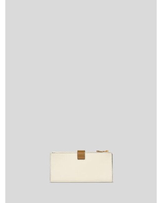 Etro White Leather Wallet With Pegaso Button