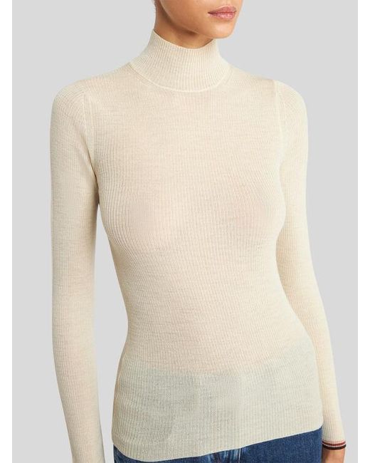 Etro White Wool Jacquard Turtleneck Sweater