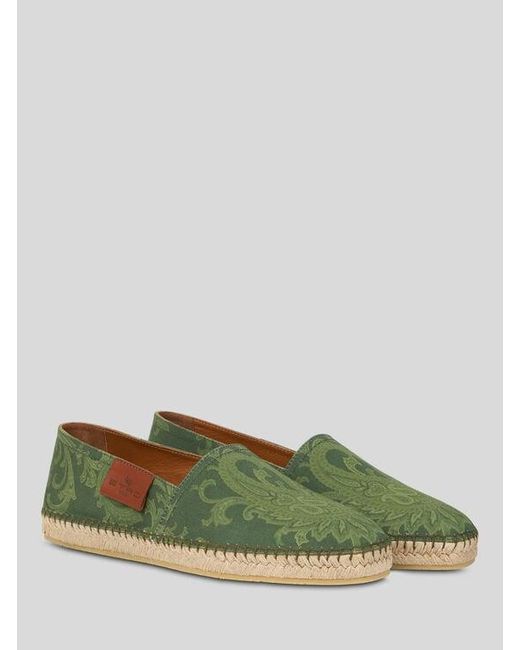 Etro Green Canvas Espadrilles With Paisley Motif for men