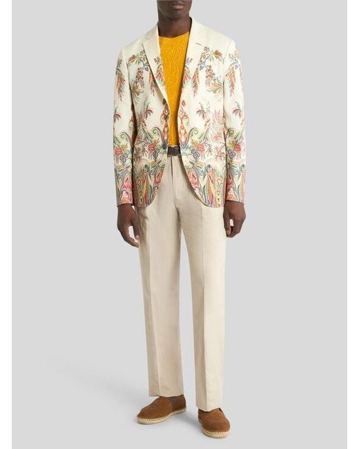 Etro Natural Regular-Fit Silk-Blend Trousers With Pleat Detail for men