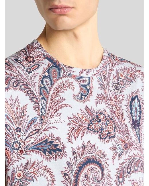 Etro Pink Floral Paisley T-Shirt for men