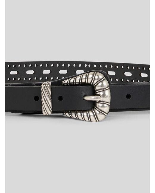 Etro Black Leather Belt With Openwork