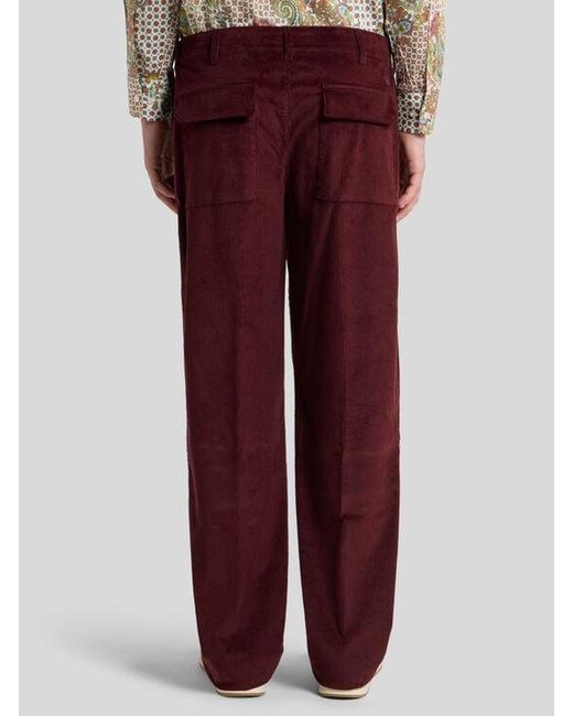 Etro Purple Stretch Cotton Corduroy Trousers for men