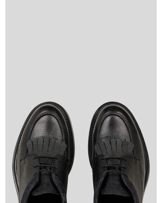 Etro Black Lace-Up Grained Leather Loafers for men