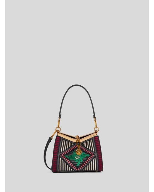 Etro Multicolor Small Vela Bag With Floral Embroidery