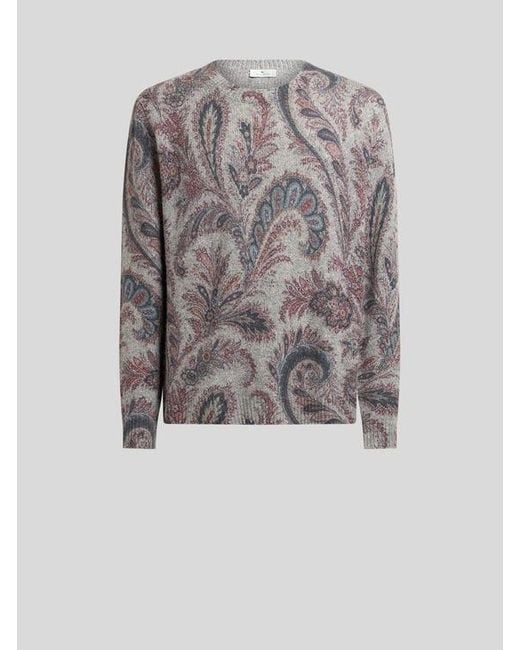 Etro Gray Cashmere Jumper for men