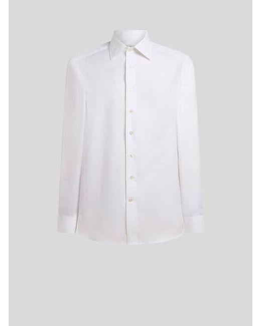 Etro White Cotton Jacquard Shirt With Medallion Motif for men