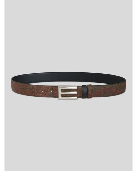Etro Black Reversible Arnica And Leather Belt for men