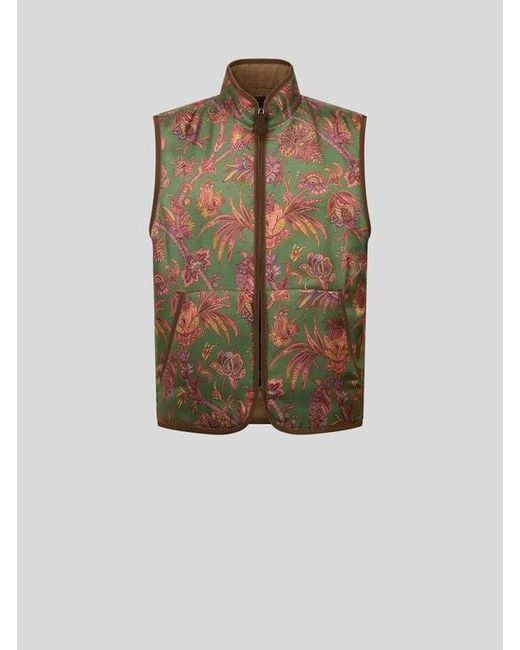 Etro Brown Reversible Silk And Wool Waistcoat for men