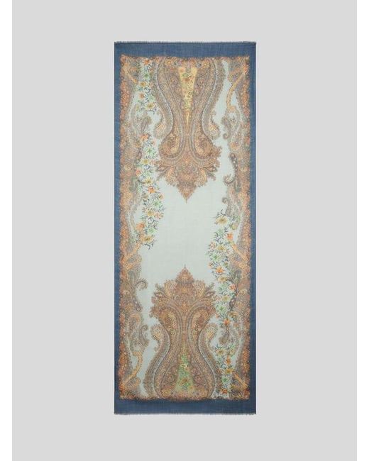 Etro Gray Printed Cashmere Scarf