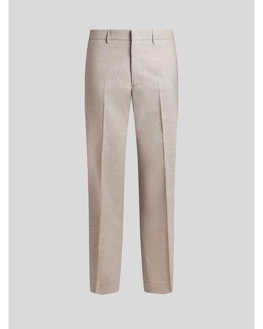 Etro Gray Slub Wool-Blend Trousers for men