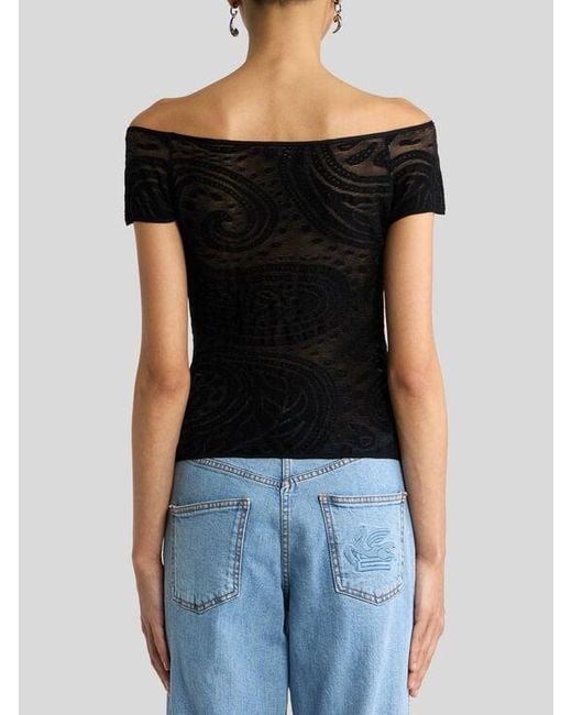 Etro Black Paisley Jacquard Sweater