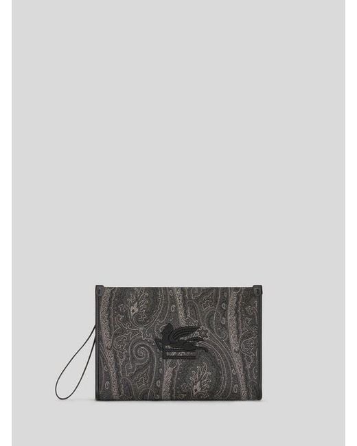 Etro Gray Large Arnica Pouch for men