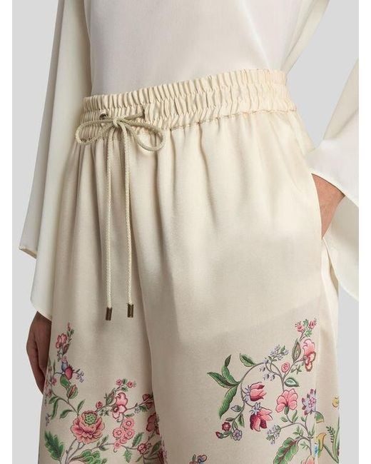 Etro White Wide-Leg Trousers With Placed Flora And Fauna Print