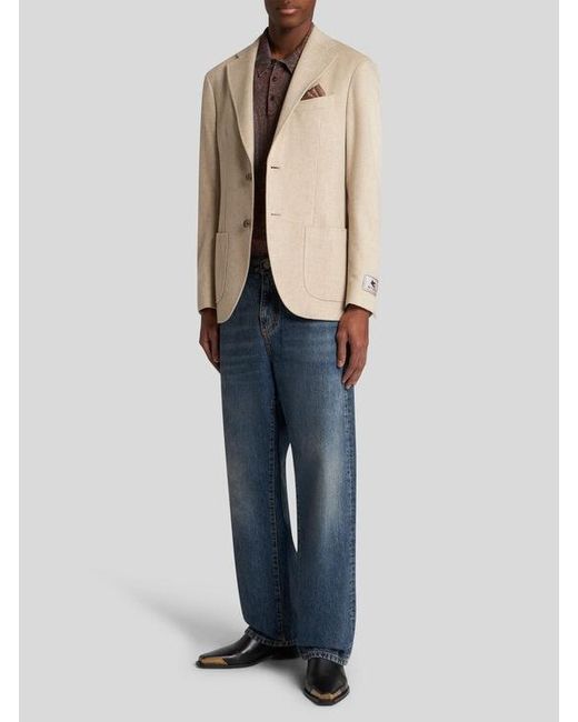 Etro Brown Knit Polo-Shirt With Paisley Print for men