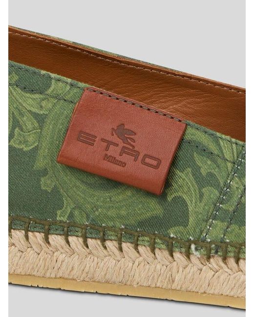 Etro Green Canvas Espadrilles With Paisley Motif for men