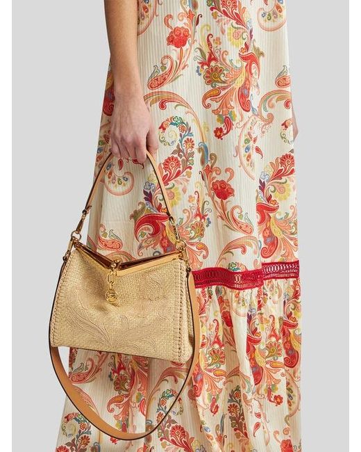 Etro Natural Medium Raffia Vela Bag