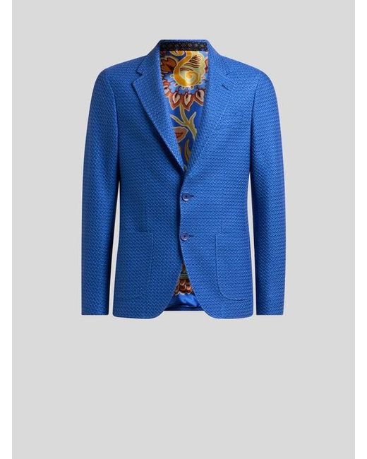 Etro Blue Woven Jersey Jacket for men