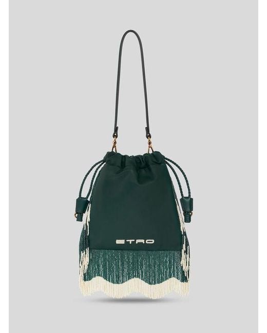 Etro Green Kleine Tasche Kalisperamit Perlen Und Fransen, Damen