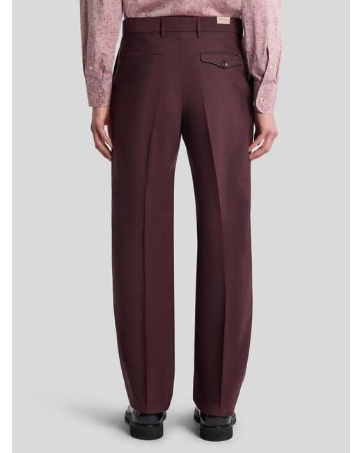 Etro Purple Straight-Leg Wool Trousers for men