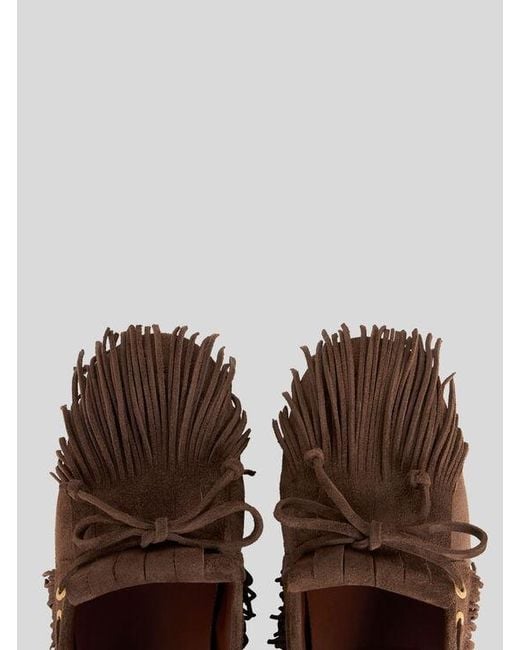 Etro Brown Suede Boat Loafers With Fringing