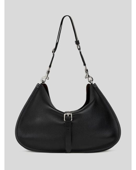 Etro Black Maxi Tumbled Leather Pony Bag for men