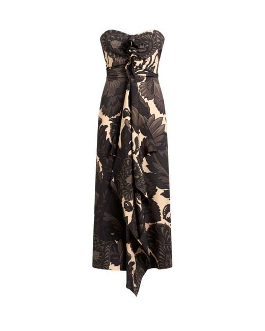 Etro Black Sheath Dress With Maxi Floral Print