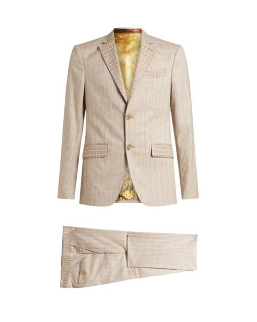 Etro White Striped Wool And Cotton Suit for men