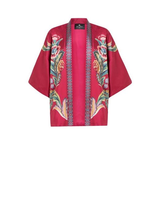 Etro Pink Printed Silk Twill Kesa